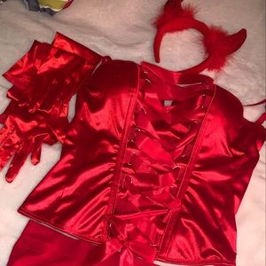 Demon halloween costume with headband and gloves